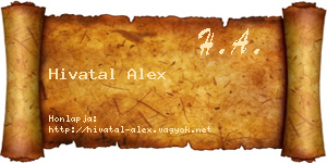 Hivatal Alex névjegykártya