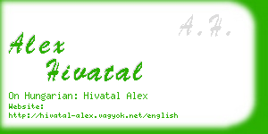 alex hivatal business card